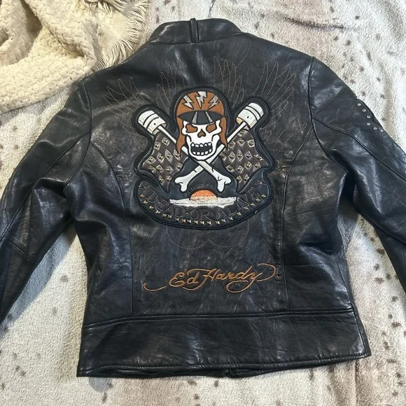 ed hardy leather jacket - Picture 2 of 7